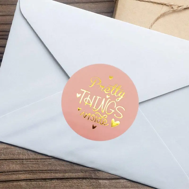 

500pcs Pretty Things Inside Sticker Gold Foil Seal Label Scrapbooking Decoration