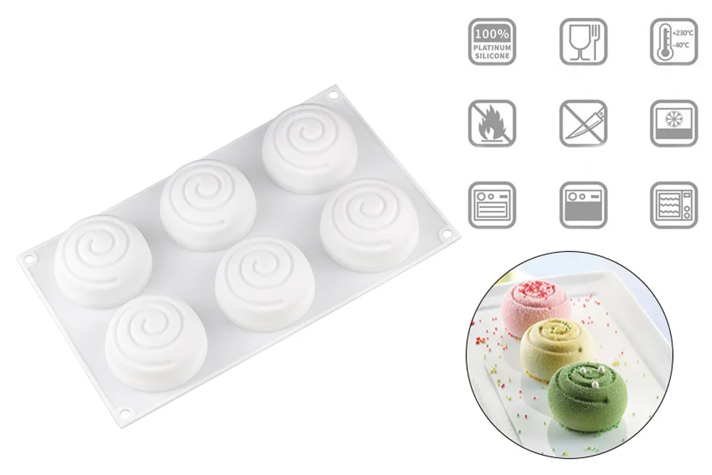 Форма силиконовая для мыла с 6 круглыми отверстиями форма 3d хлеба мусса торта