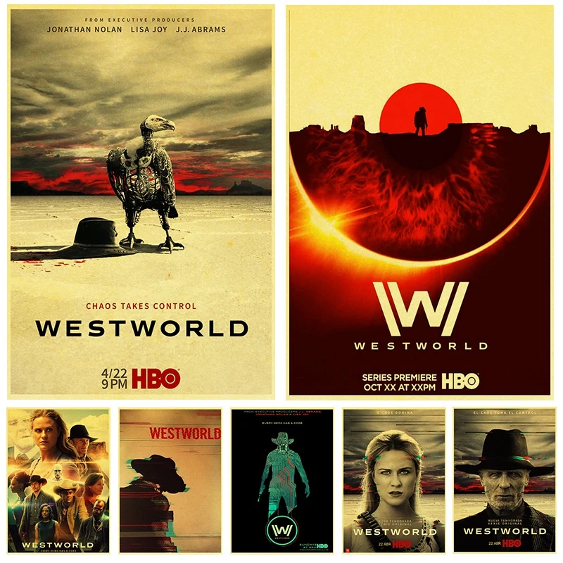 Американская ТВ серия Westworld сезон 2 винтажные постеры хорошее качество крафт