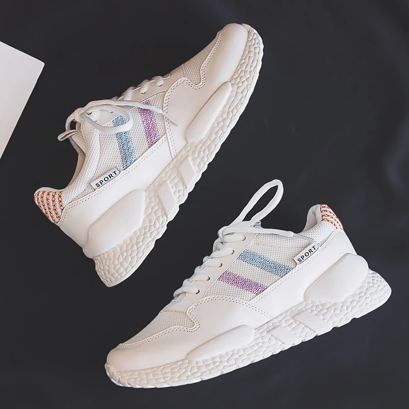 Новинка 2019 года сезон весна белые дышащие женские кроссовки из сетчатого