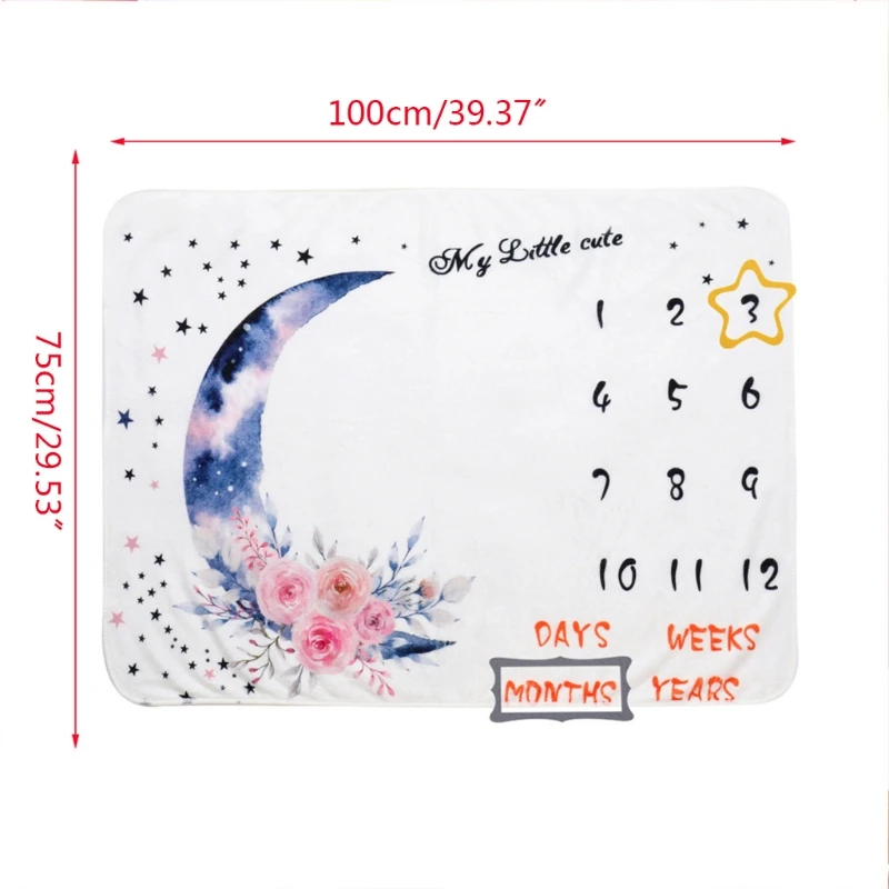 

1 Set Baby Monthly Record Growth Milestone Blanket Newborn Photography Props Accessories Cartoon Printing Background