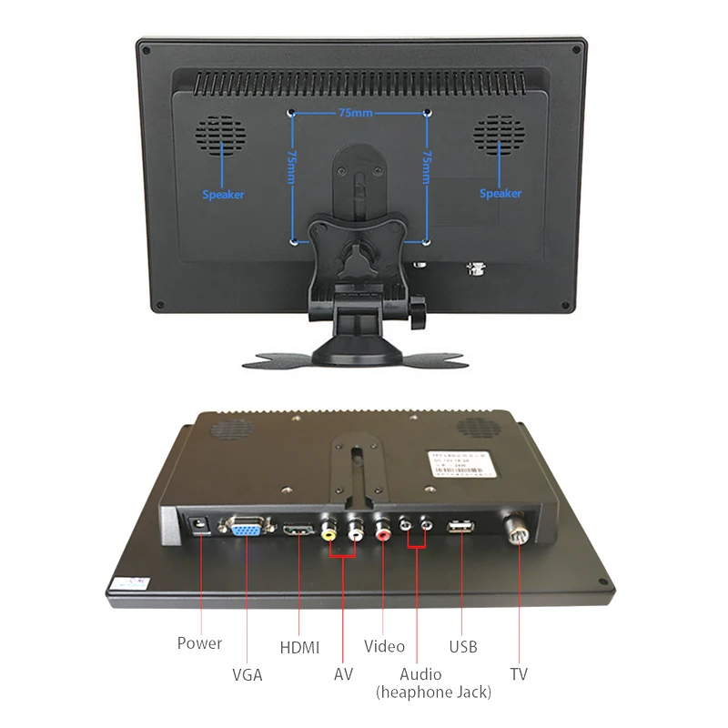 10 1 дюймовый IPS монитор HD портативный цветной светодиодный ЖК экран с AV/VGA/HDMI/BNC/USB