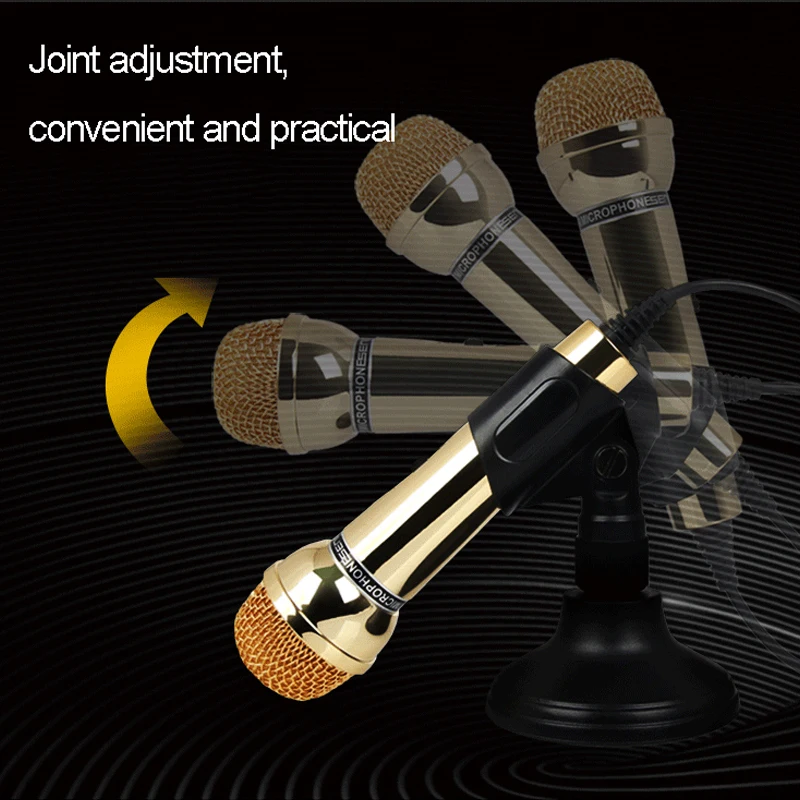 

SM-098 Golden Karaoke Microphone 2.2m Wired Dynamic Sound Computer Microphone For Conference Recording Broadcastingin