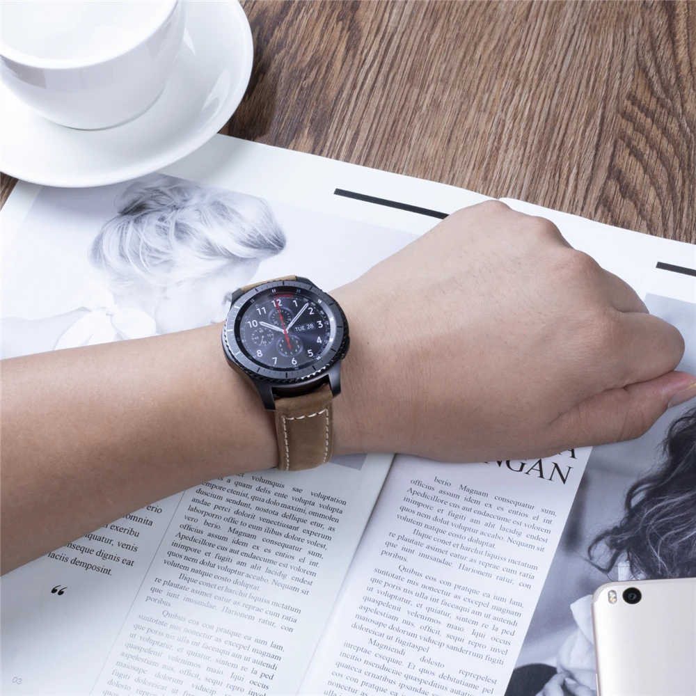 22 мм ремешок для часов Galaxy Watch 46 мм кожаный быстросъемный ремешок браслет для huawei Watch GT Amazfit GTR 47 мм Шестерня S3 ремни
