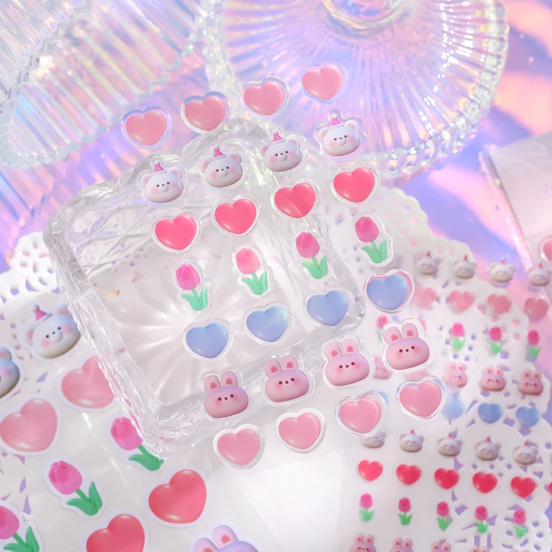 

Эпоксидная смола наклейка, сделай сам, скрапбукинг пробы с изображением розового кролика, 3 шт.