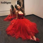 Красное ТРАПЕЦИЕВИДНОЕ Тюлевое короткое платье soworthy для выпускного вечера 2022 милое платье принцессы длиной ниже колена вечернее платье платья для вечеринки