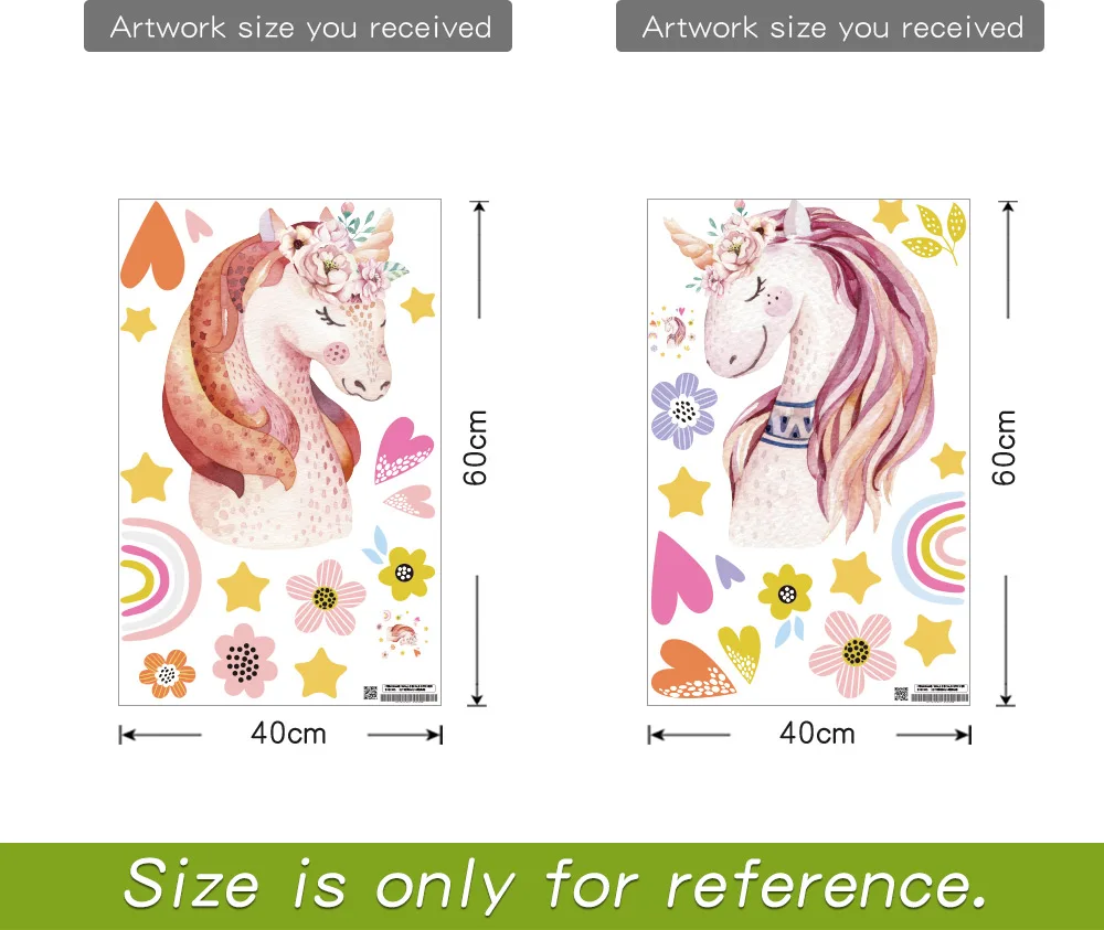 2 листа большой размер единорог Настенный декор наклейки на стену для девочек