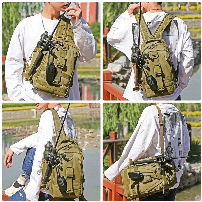 

Fishing Tackle Backpack Storage Bag Fishing Backpack with Rod Holder Shoulder Backpack Fishing Gear Bag