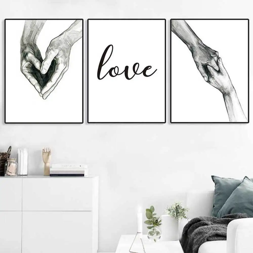 

Черно-белая Картина на холсте в скандинавском стиле с надписью «LOVE»