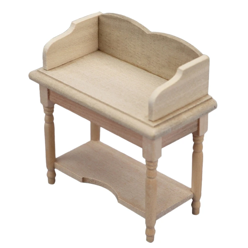 

Dollhouse Desk, 1/12 Unpainted Wooden Mini Desk Table Furniture DIY Dollhouse Room Accessories