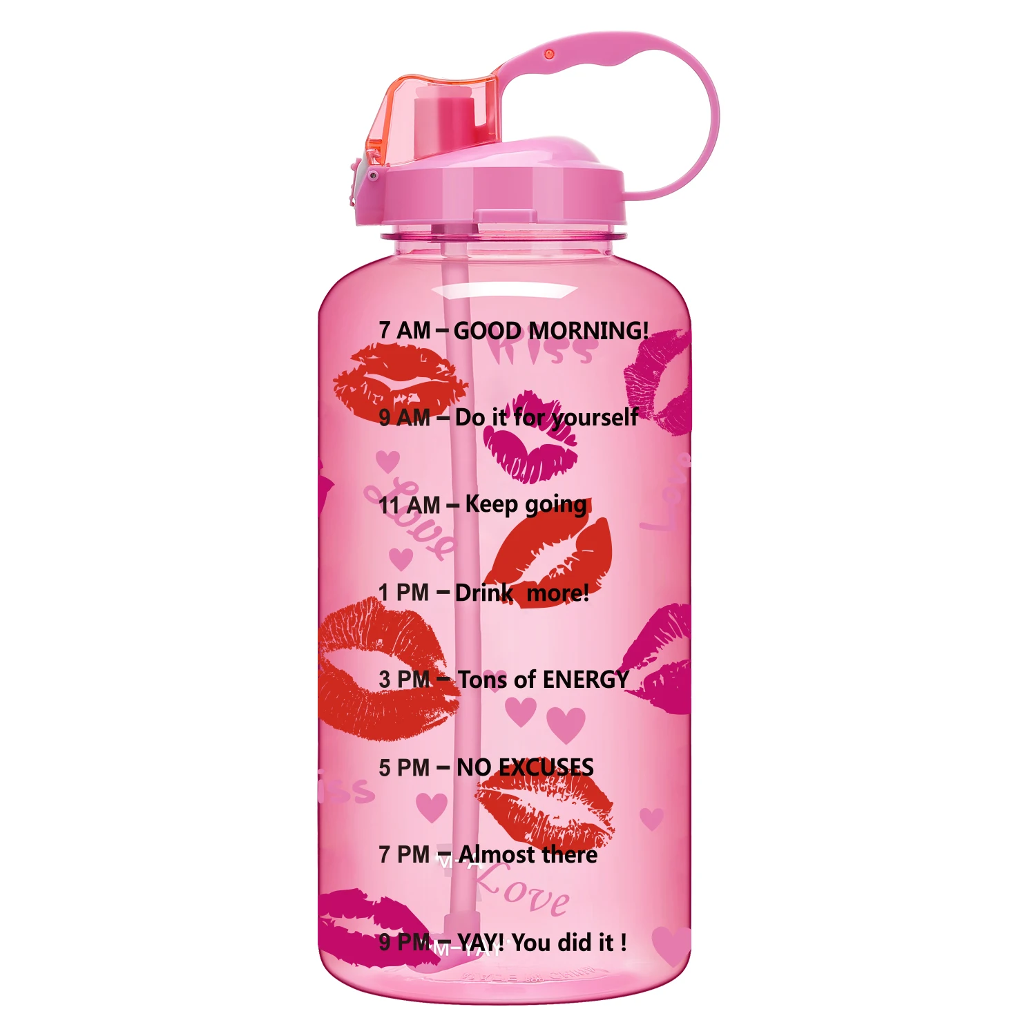 Lips Bottle QuiFit 2L 3.8L галлон Тритан Спортивная бутылка для воды с соломинкой большой протеиновый шейкер для напитков бутылки Тыква чашка кувшин BPA бесплатно открытый тренажерный зал - Цвет: Lips Bottle