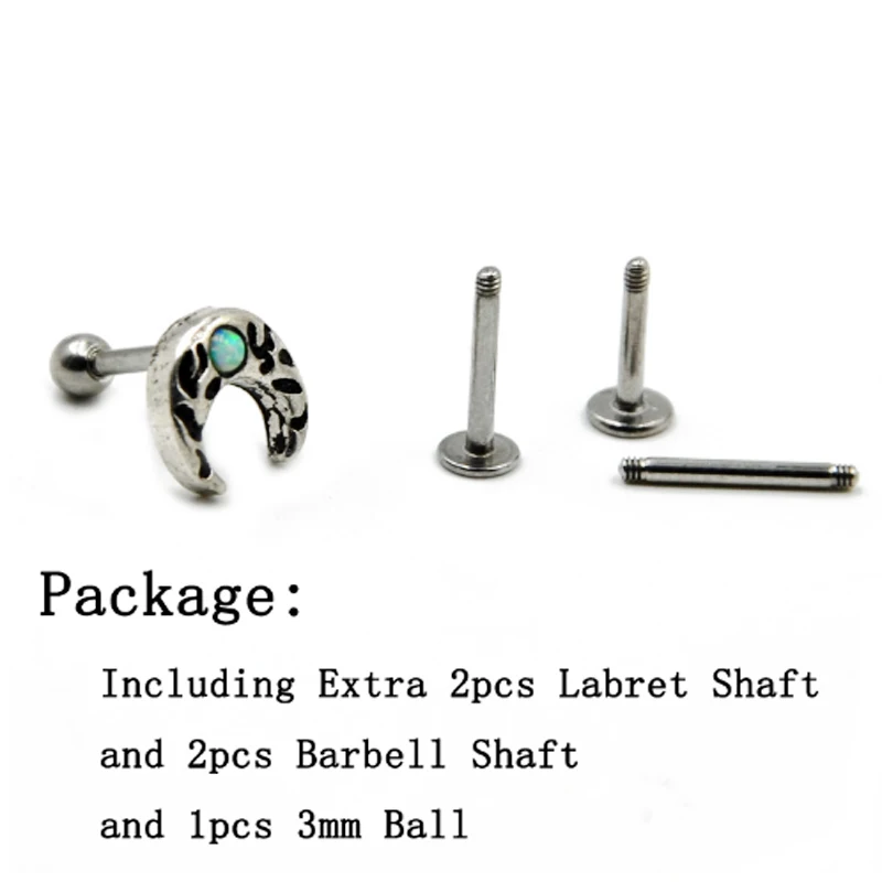 1 шт. хирургическая Сталь Винтаж дерево динозавра опал Луна уха ушной хрящ мочки