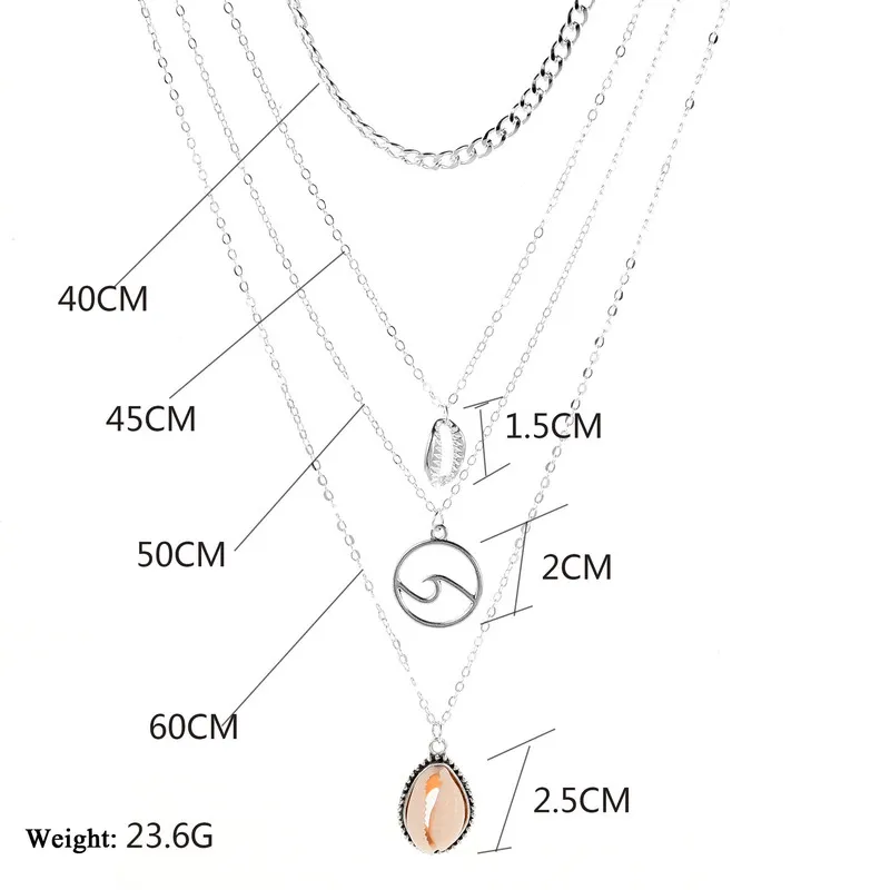 

Choker Shell Necklaces Jewelry Aesthetic Girl Silver Color Vintage Necklace Multilayer Chain Women Collares Collier