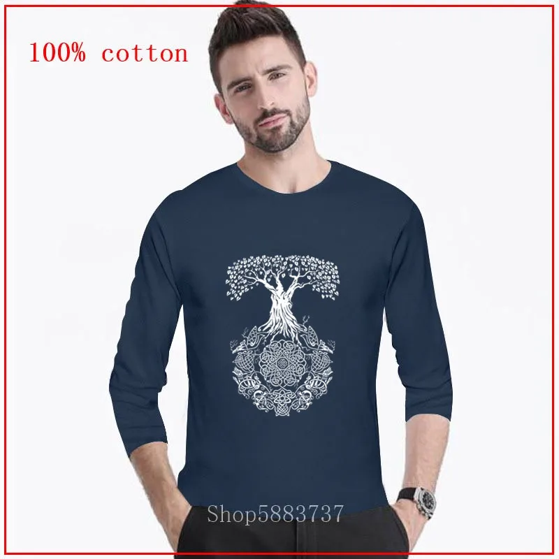 Новинка Vikings Valhalla Odin Yggdrasil Tree Of Life Мужская футболка Viking хипстерские Футболки с