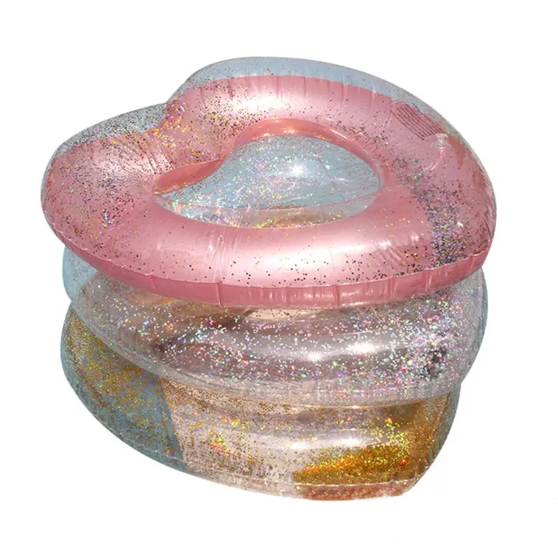 Бесплатная доставка надувные плавающие кольца с блестками в форме сердца для