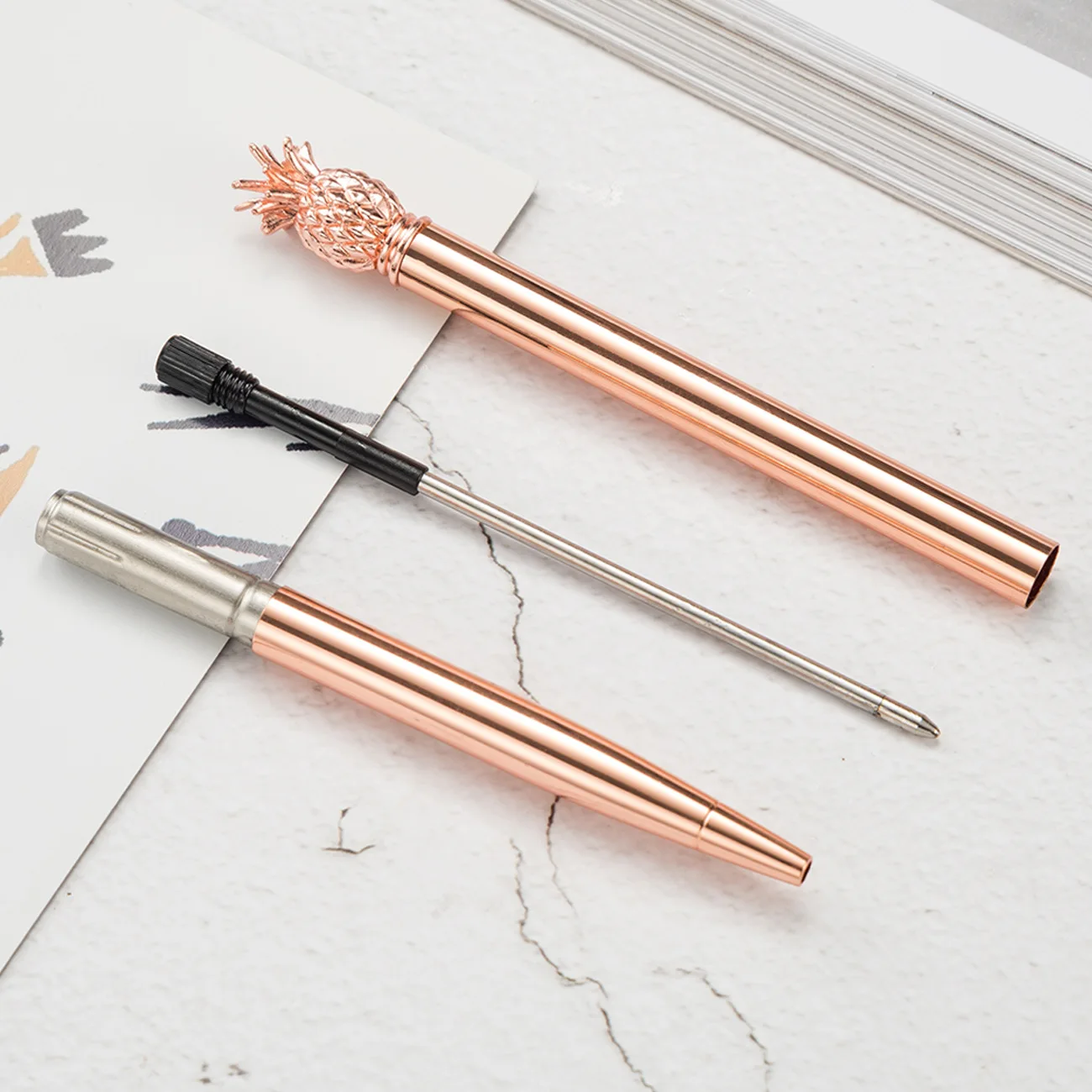 Креативная шариковая ручка с ананасом металлическая школьные и офисные