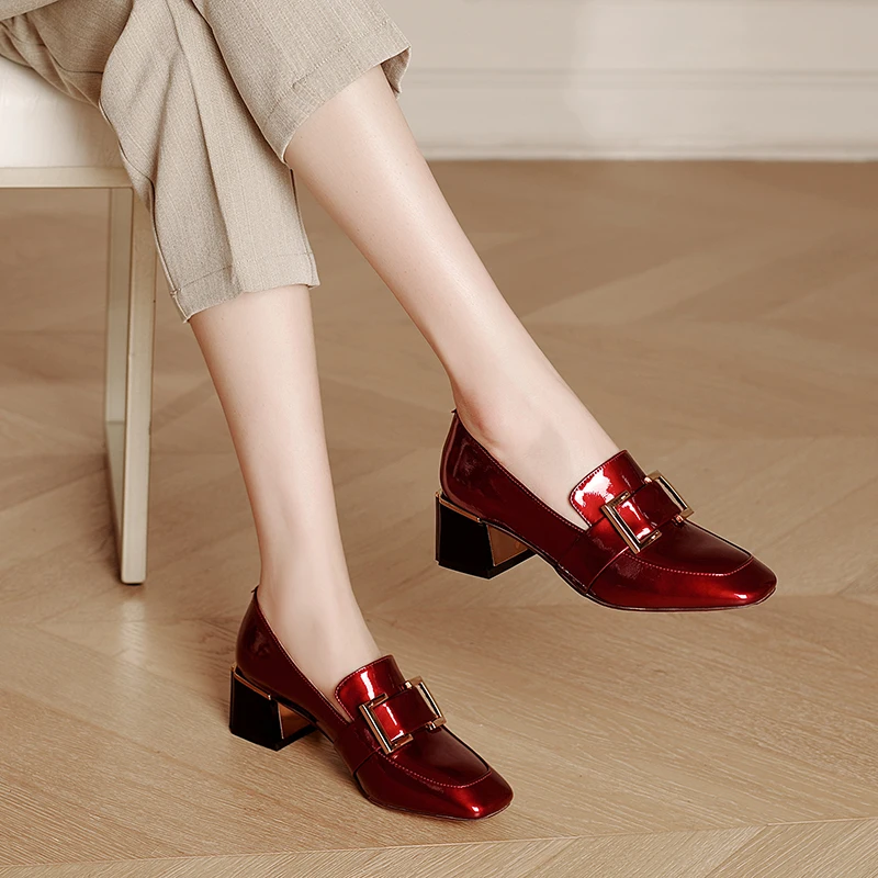 

MORAZORA 2021 Big Size 34-42 Women Pumps Genuine Leather Ladies Office Dress Shoes Spring Summer Buckle High Heels Shoes