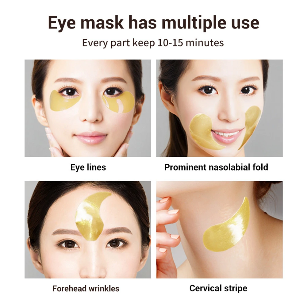 

60 Pieces=30 Pairs Gold Crystal Collagen Eye Mask Eye Patches For Eye Care Dark Circles Remove Anti-Aging Wrinkle Skin Care