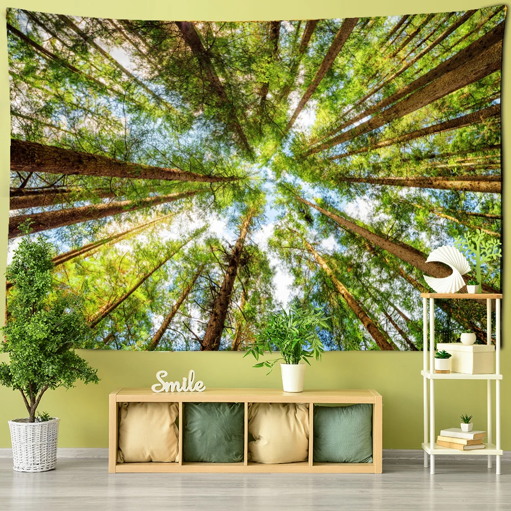 Oak China Fir Tapestry Wall Hanging Natural Forest Hippie Bohemian Natural Landscape Wall Art Living Room Home Decor images - 6