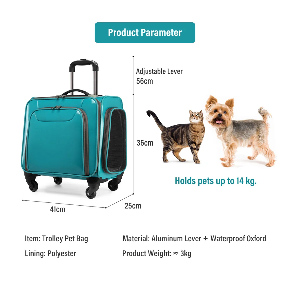 

Breathable Pet Trolley Travel Carrier Cat Bag Large Space Carryings For Small Dogs Puppy Chihuahua Stroller Car Travel Accessory