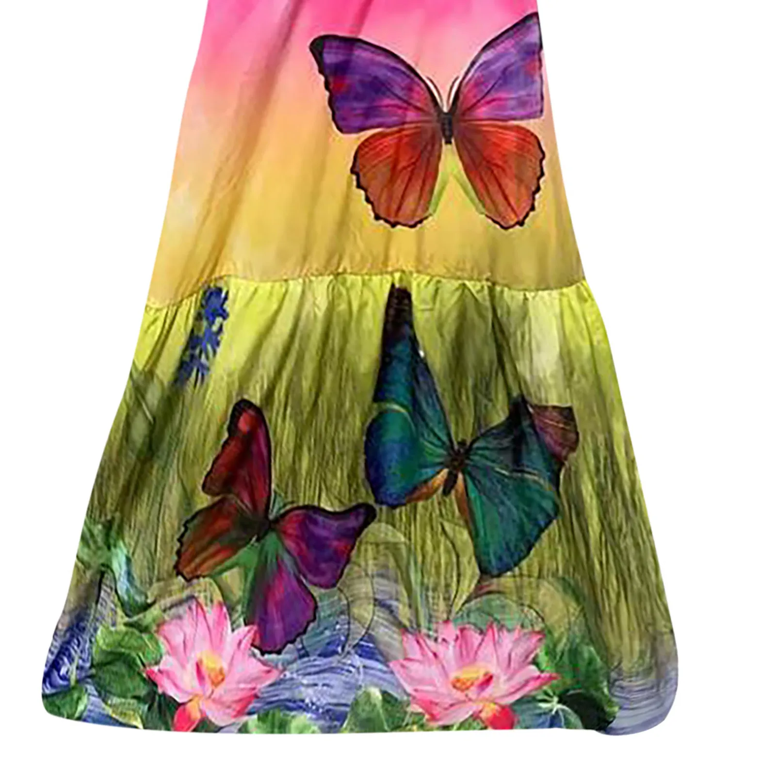 

Women Summer Fashion Casual Sleeveless Long Dress O-neck Butterfly Print Ankle-length Maxi Dresses 2021 Fashion Stylish