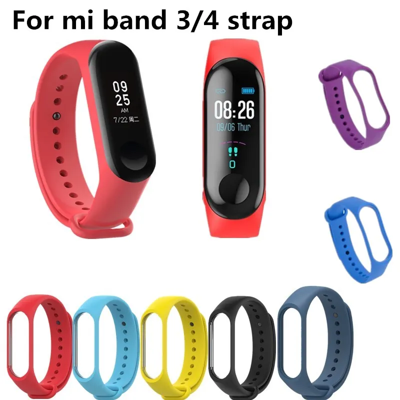 Силиконовый ремешок для Xiaomi Mi Band 4 и 3 черный смарт-браслет band | Электроника