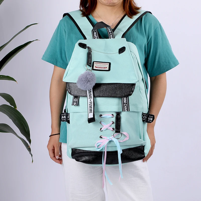 4 шт./компл. лента цепь с буквенным Mochila рюкзак туристические рюкзаки для отдыха школьные рюкзаки для девочек-подростков, школьный рюкзак