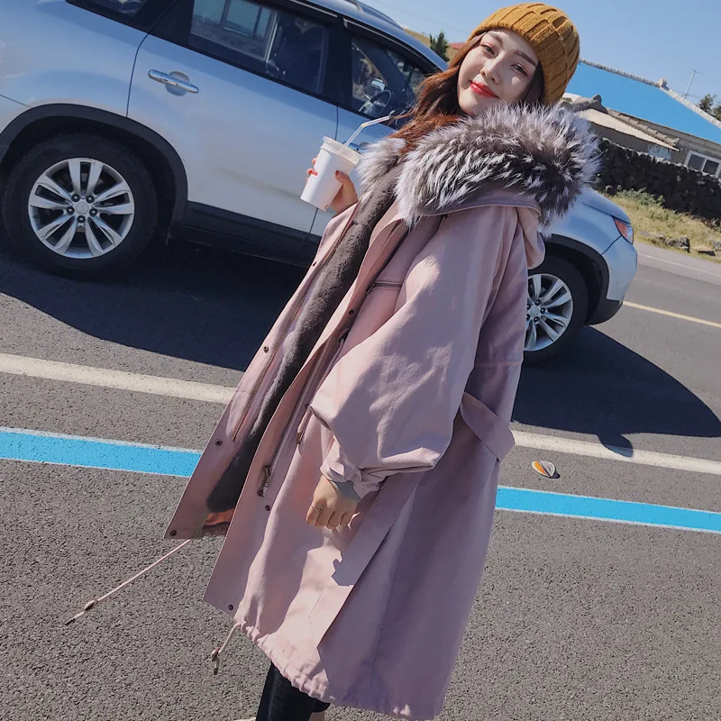 Большой воротник из натурального меха енота с капюшоном 2020 зимняя куртка женская