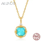 Женский кулон ALLNOEL, однотонный кулон из стерлингового серебра 925 пробы с натуральным амазонитом и белым кристаллом, позолоченные ювелирные украшения для помолвки