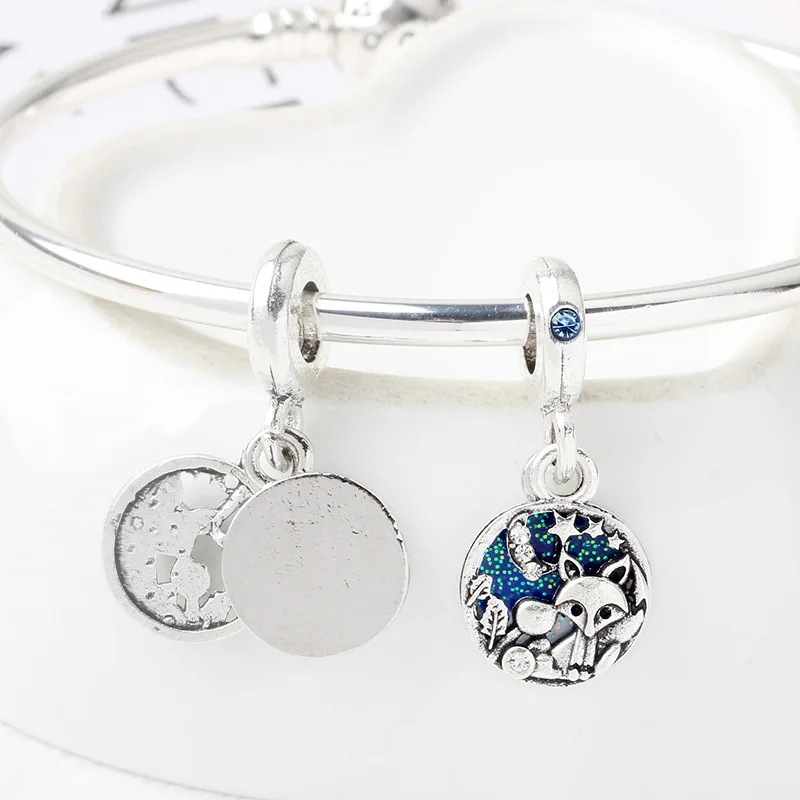 5 шт. серебряный цвет эмаль звездное небо Очаровательные Полые лисы Звезда Луна