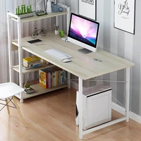office desk h shape computer laptop desk 47l curved straight desktop with 4 tiers bookshelf for home office study living room