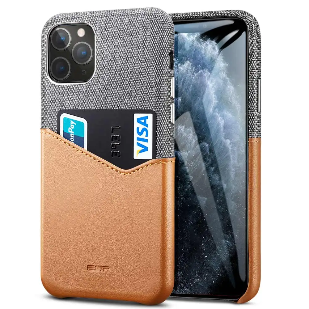 Коричневый Чехол ESR для iPhone 11 Pro XR XS Max, брендовый Роскошный кожаный чехол со слотом для карт, противоударный чехол-кошелек для iPhone iphon - Цвет: Коричневый