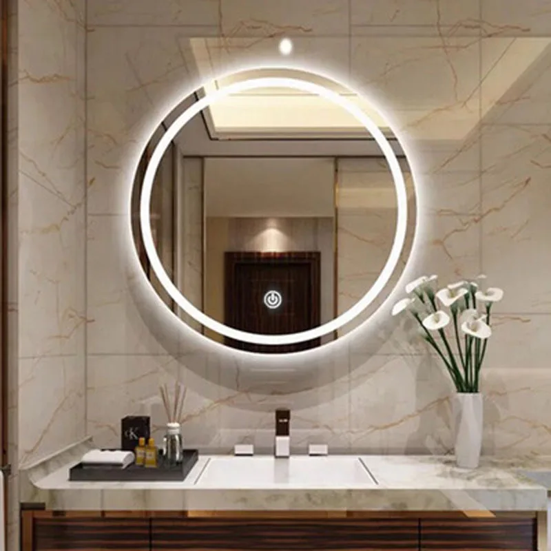 

Современное зеркало для ванной комнаты с холодным белым светом, светодиодное зеркало для ванной комнаты с лампой, Настенное подвесное прот...