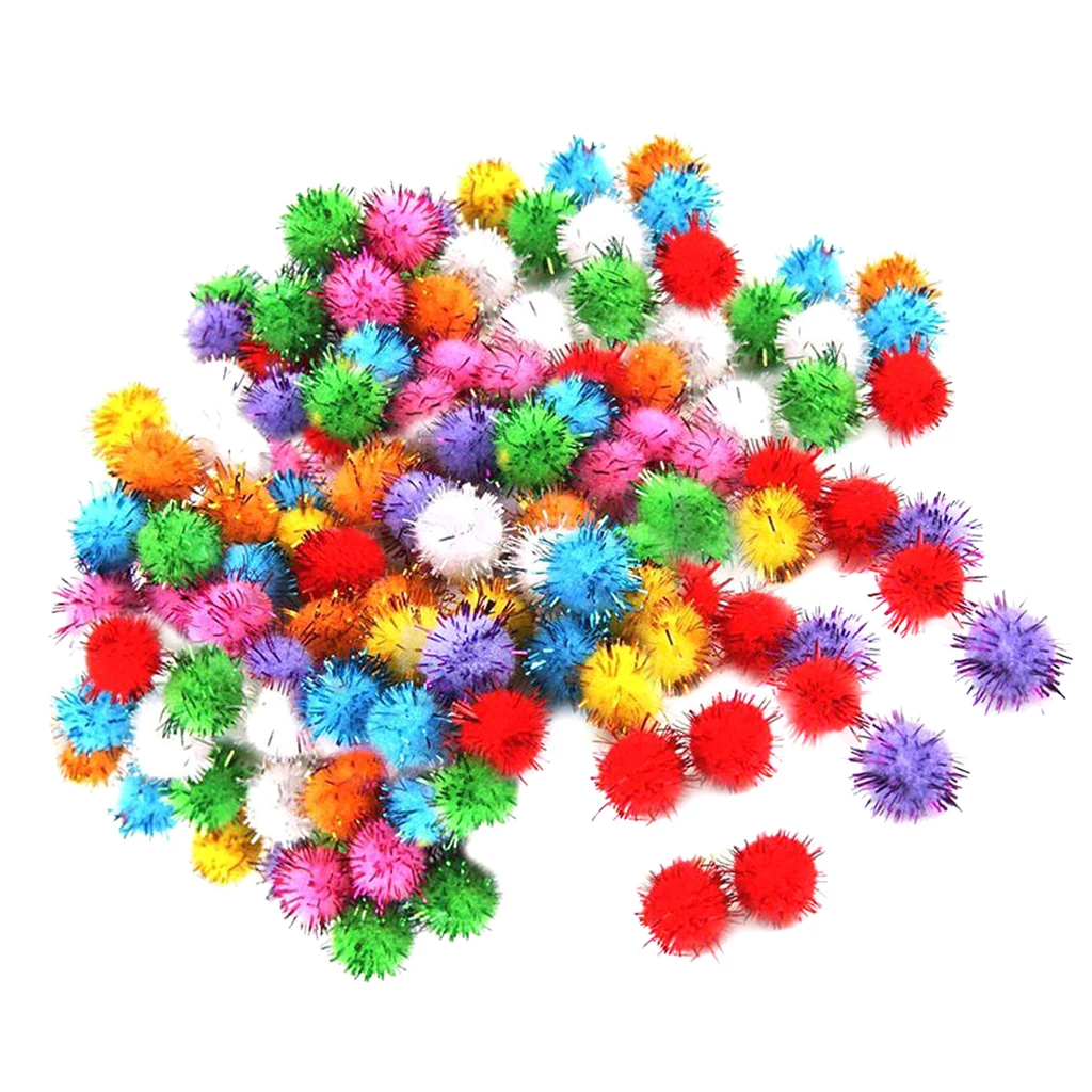 

100Pcs Birds Pompom Balls Toys Interactive Toys for Birds Kitten Parrots