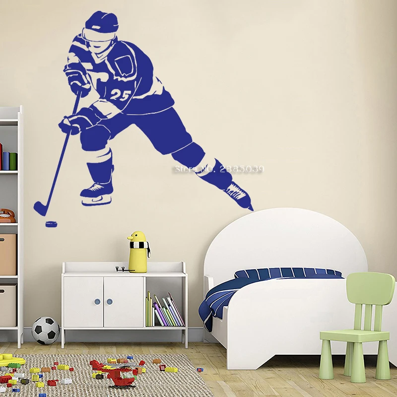 Виниловая наклейка на стену хоккеист Зимний спорт высокое качество домашний
