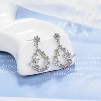 womens fashion romantic garland stud earrings shiny zircon crystal butterfly female water drop trendy wedding earring jewelry