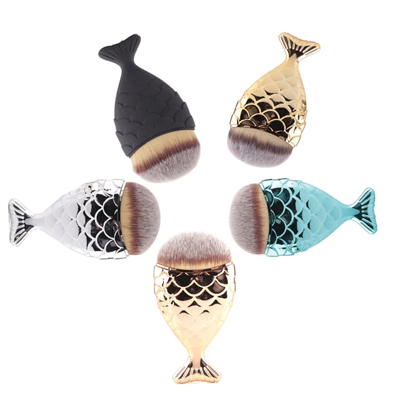 S Mermaid Oval Brushes Mermaid Foundation Brush Gold Mermaid Makeup Brushes Set Beauty Cosmetics Blush Powder