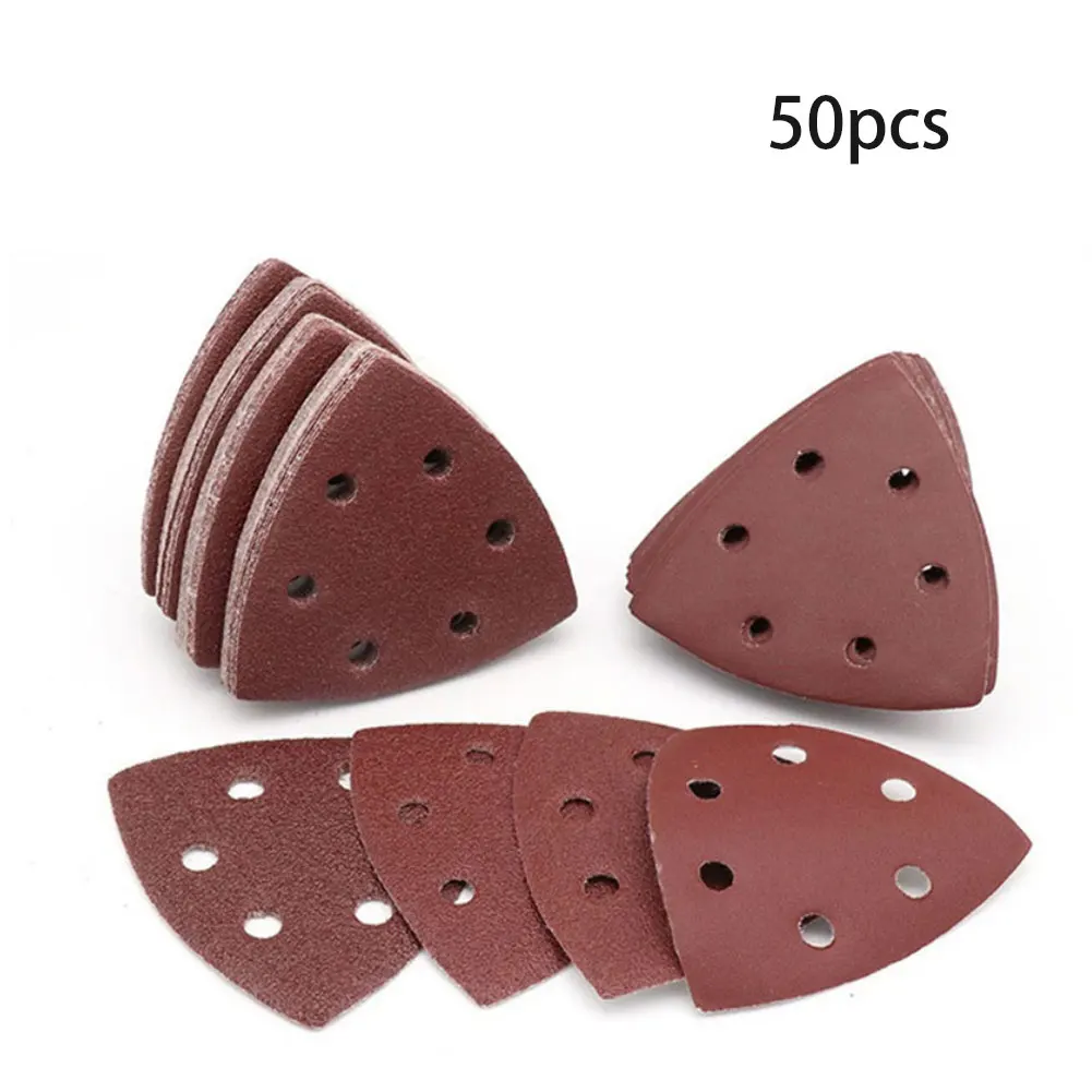 

50pcs Sandpaper Triangle 6 holes 90mm Delta SanderHook Loop Sandpaper Disc Abrasive Tools For Power Tools Saw Polishing Grit