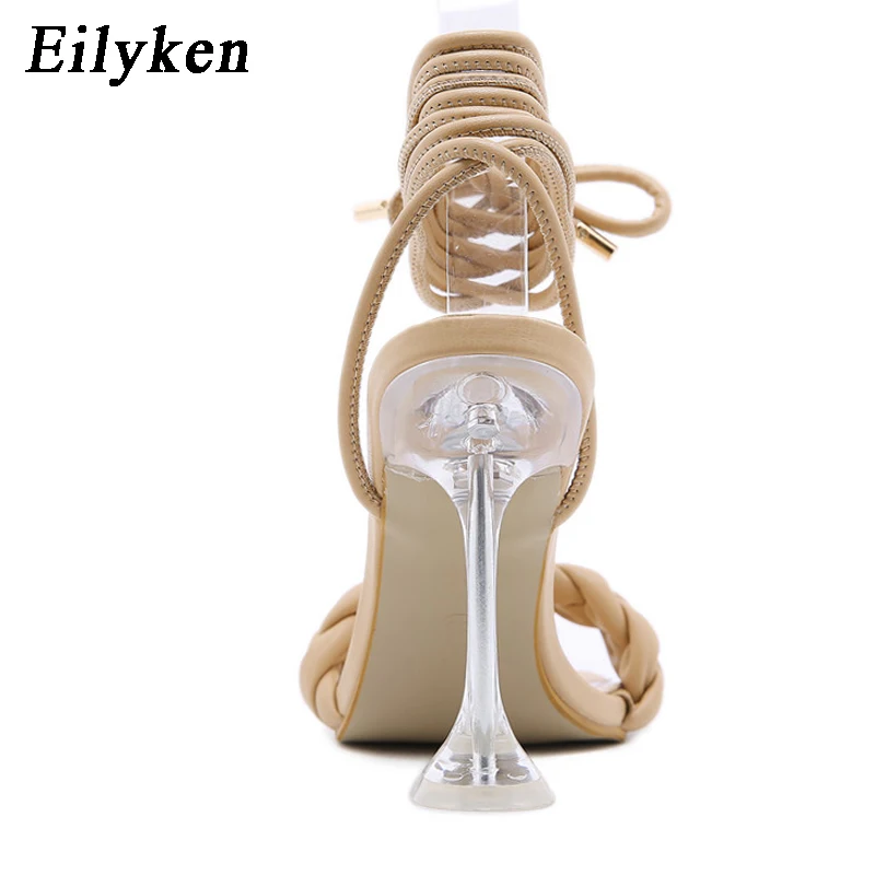Eilyken 2021 новые летние модные дизайнерские плетеные женские сандалии прозрачные