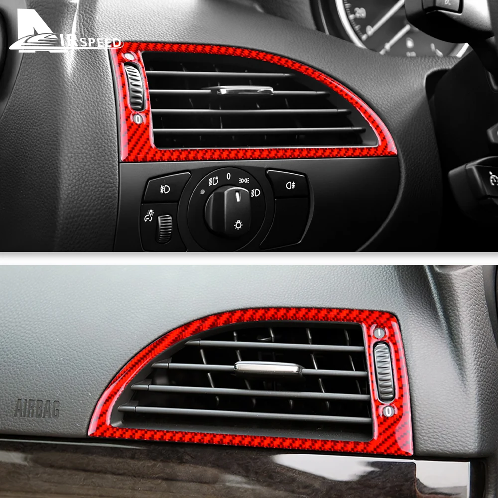 

Carbon Fiber For BMW 6 Series E63 E64 2004-2010 Car Dashboard Both Side Air Vent Outlet Frame Trim Interior Sticker Accessories