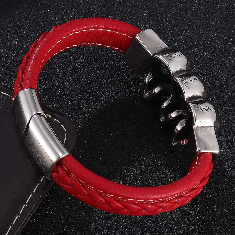 Мужской браслет с черепом из нержавеющей стали серебристого цвета | Украшения и