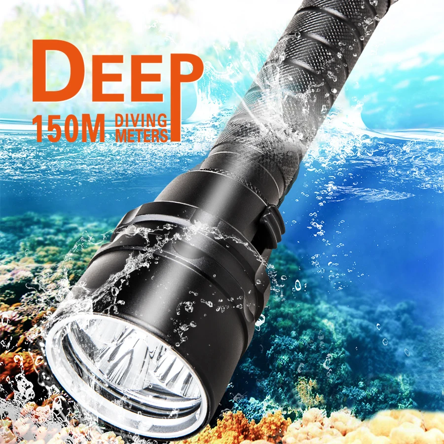 

EeeToo Night Light Professional Powerful Led Waterproof Scuba Diving Flashlight Diver Light LED Underwater Torch Lamp Lantern