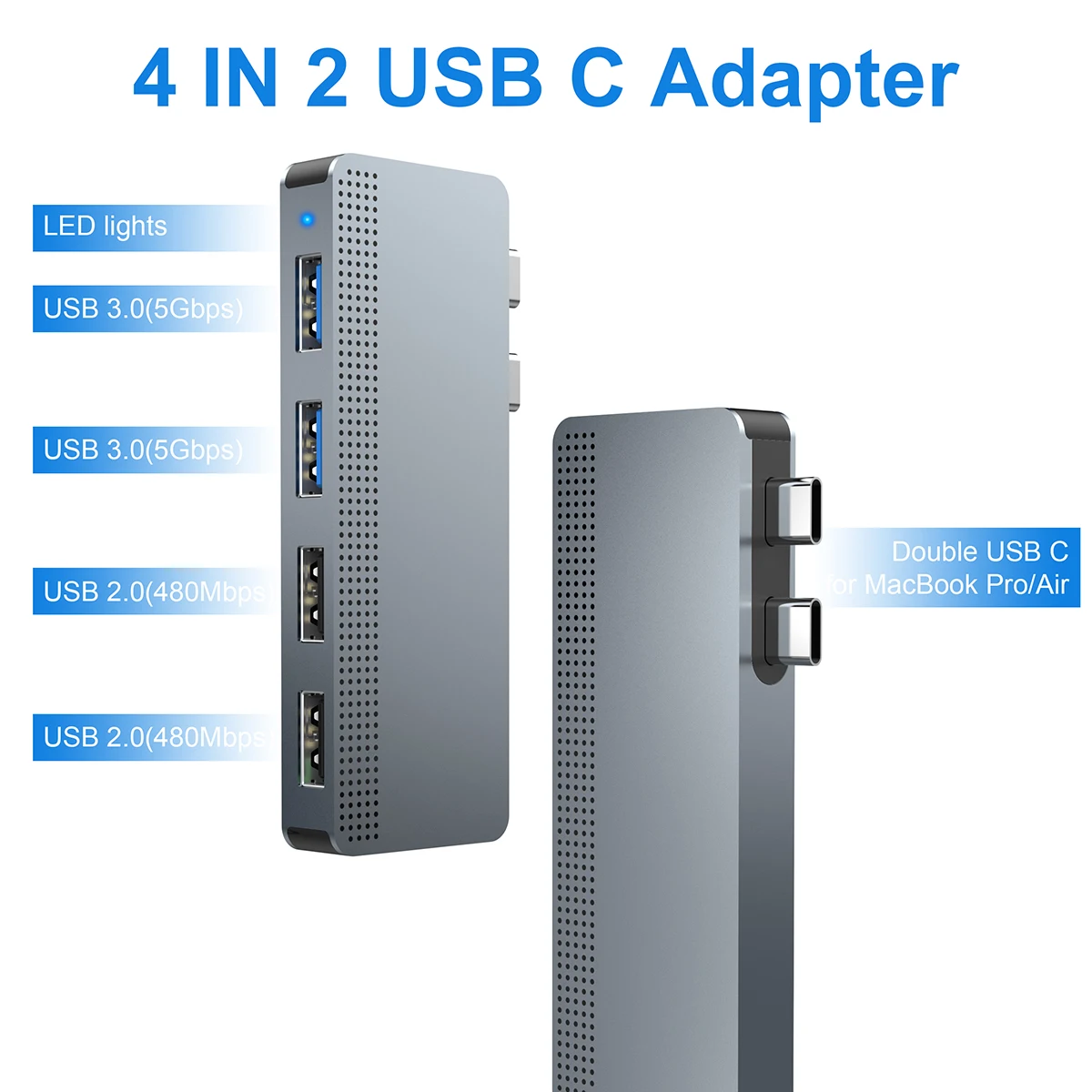 Cartaton Новейшая Оптовая цена двойной usb c до 4 портов USB 3 0 концентратор адаптер тип