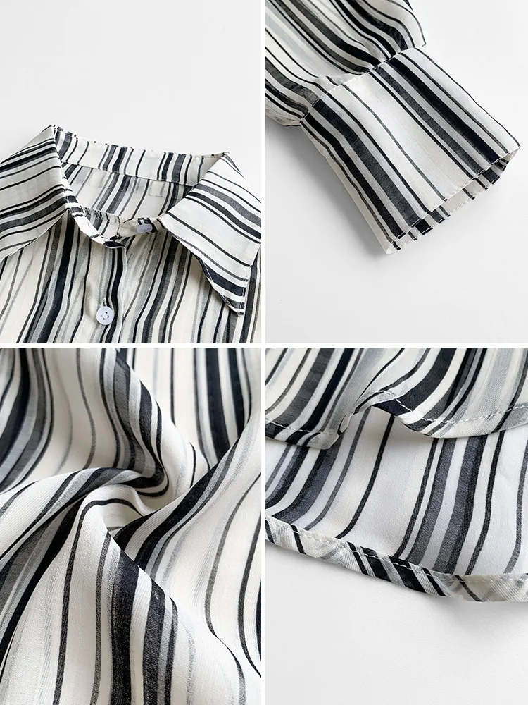 

Women Spring Elegant Blouse Plus Size 4xl Fashion Striped Button Casual Vintage Office Lady Long Sleeve Shirt Blouse