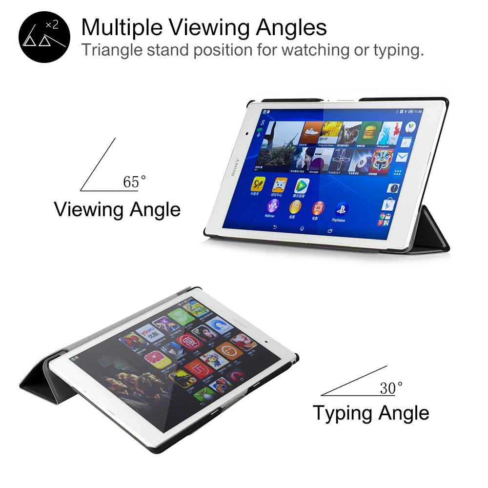 Чехол-подставка из искусственной кожи для sony Xperia Z3 Tablet Compact 8 дюймов с магнитом+ защита экрана+ стилус