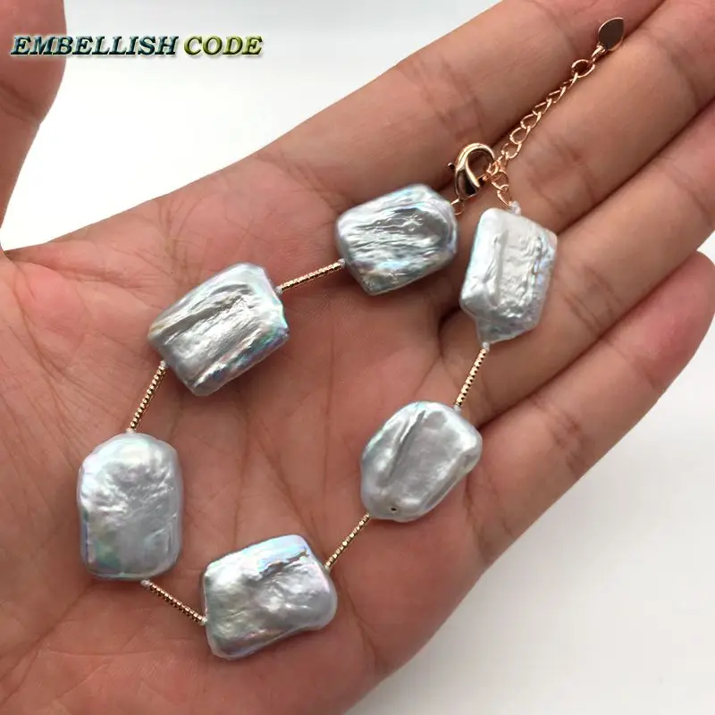 

5cm adjust chian gray block rectangle shape pearls with red golden tube bracelet bangle charm for girl