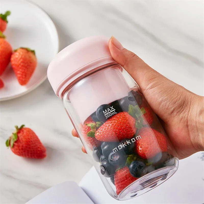 

Mokkom Mini Portable 300ML Juice Maker Juicer Cup Handheld Rechargeable 1200mAh Battery Fruit Blender Food Mixer
