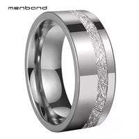 8mm flat tungsten wedding band for men women engagement ring imitate meteorite inlay comfort fit