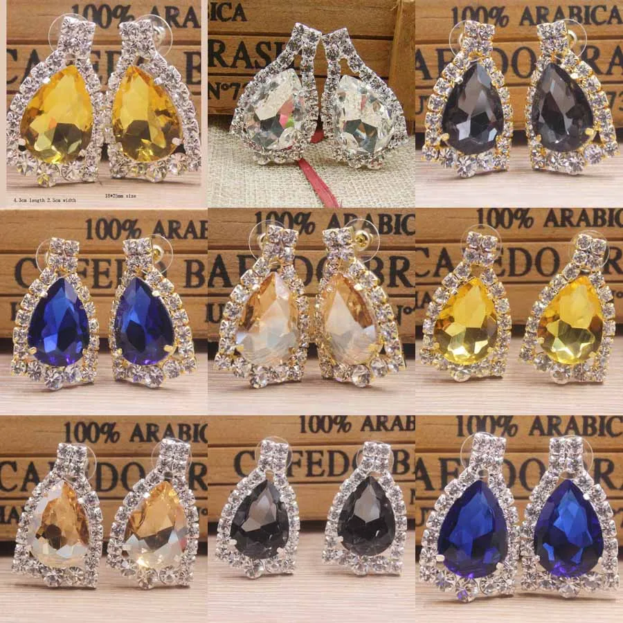 1 шт. темпераментные прозрачные серьги гвоздики со стразами с прозрачными