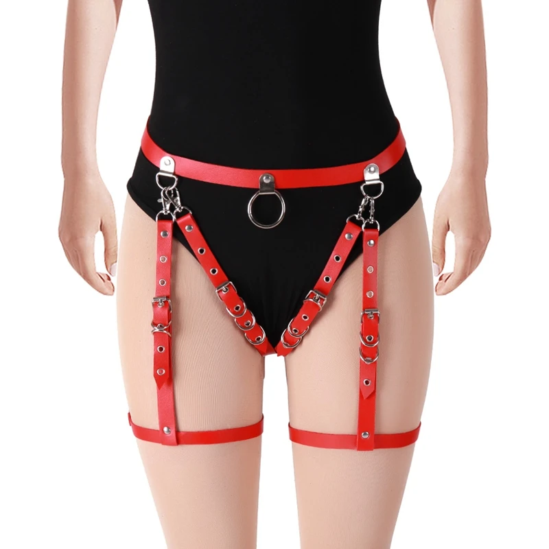 

Cosplay Leather Harness Cage Garter Belt For Women Body Leg Bondage Straps Ladies Adjustable Underwear Stockings Garter Belt